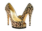Casadei "Golden Cheetah" Crystal Peep-Toe Pumps