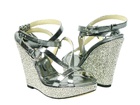 Dolce and Gabbana Metallic Silver Platform Crystal Wedges