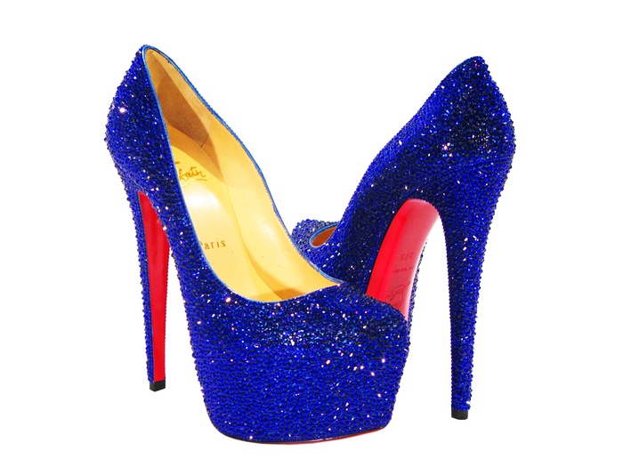 Men Astrolabe heroisk Christian Louboutin Daffodile Limited Edition Blue Crystal Pumps