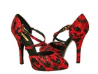 CH Dolce and Gabbana Red and Black Plateau Ladybug Crystal Shoes